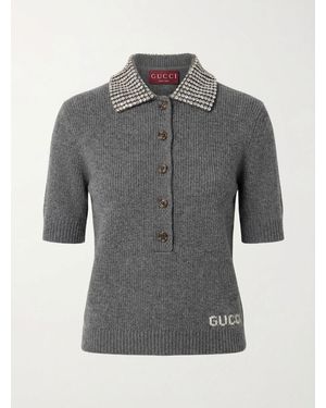 Gucci S/S Polo/Nk Top Fine Carded Wo - Grey