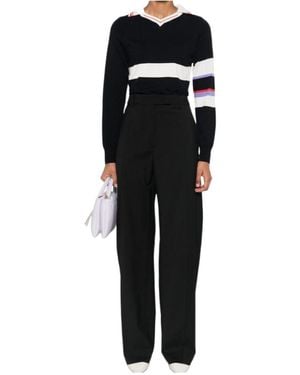 Sportmax High Waist Straight Leg Pants - Black