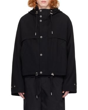 Ami Paris Drawstring Hooded Jacket - Black
