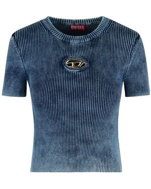 DIESEL -Anchor' Dark Cotton T-Shirt - Blue