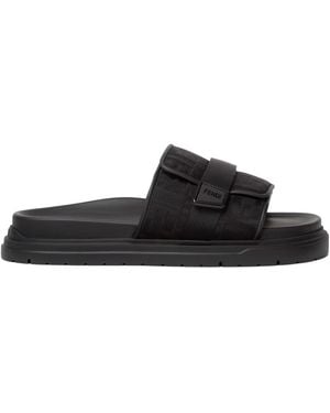 Fendi Logo Strap Slide Sandals - Blue