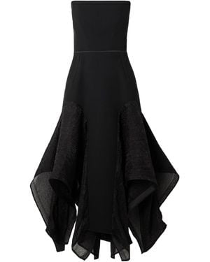 Maticevski Asymmetric Crepe And Crinkled-Organza Dress - Black