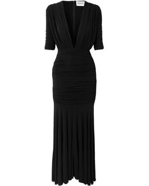 TOVE V-Neck Ruched Dress - Black