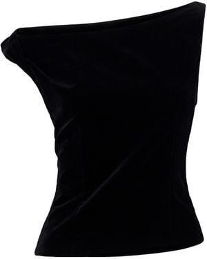 Rohe Draped Cotton-Velvet Top - Black