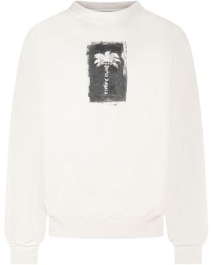 Palm Angels パームエンジェルス ブラッシュドパーム クルースウェットシャツ - White