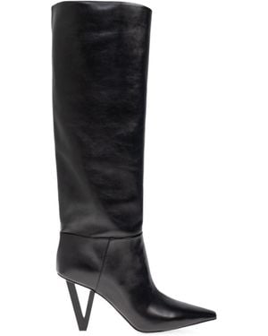 Versace Pointed-Toe Heeled Boots - Black