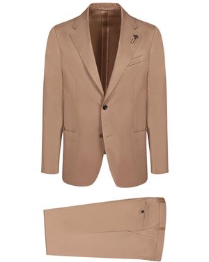 Lardini Poplin Two-Button Suit - Natural