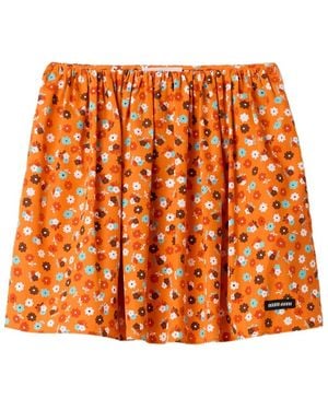 Miu Miu Cotton Floral Mini Skirt - Orange