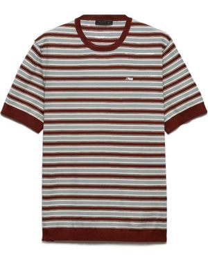 Prada Short-Sleeved Striped Cotton Jumper - Multicolour