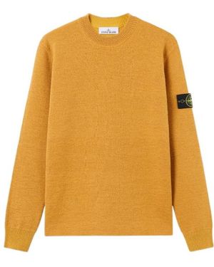 Stone Island Crewneck Logo-Patch Jumper - Yellow