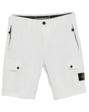 Stone Island Logo-Patch Cargo Shorts - White