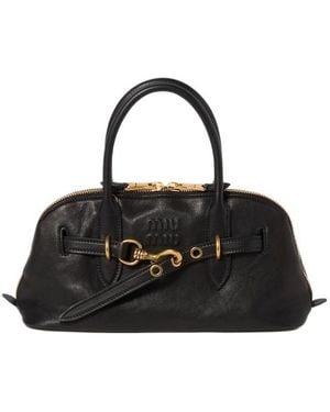 Miu Miu Aventure Nappa Leather Top-Handle Bag - Black