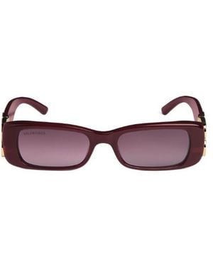 Balenciaga Dynasty Logo Rectangle Sunglasses - Purple