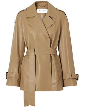 Nour Hammour Leather Cropped Jacket - Natural