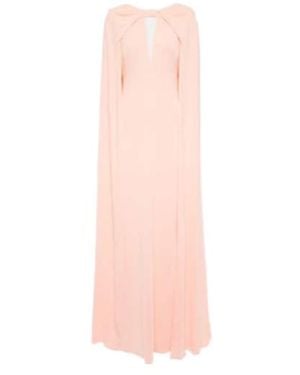 Monique Lhuillier Caped Keyhole Satin Gown - Pink