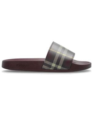 Burberry Large Check Slip-On Sandals - Brown
