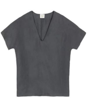 Alysi V-Neck Short-Sleeve Top - Gray
