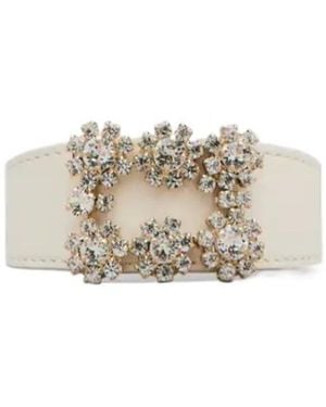 Roger Vivier Flower Strass Buckle Bracelet - White