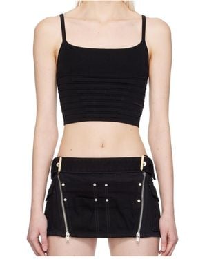 Dion Lee Ribbed Cropped Tank Top - Black