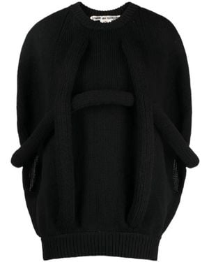 Comme des Garçons Appliqu-Detail Chunky-Knit Sweater - Black