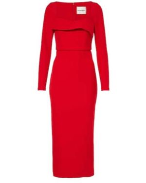 Roland Mouret Draped Crêpe Midi Dress - Red