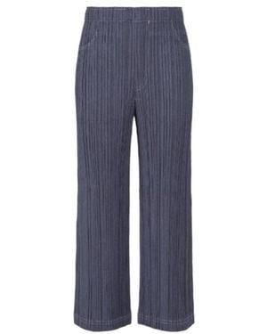 Pleats Please Issey Miyake Denim-Effect Trousers - Blue