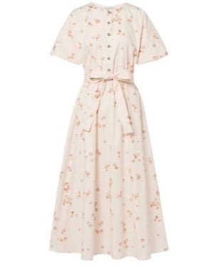 Altuzarra Paulina Floral Belted Cotton-Blend Midi Dress - Natural