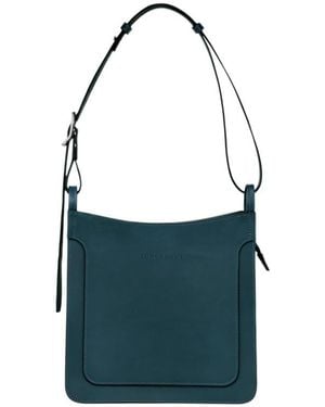 Longchamp Small Le Foulonné Leather Shoulder Bag - Blue