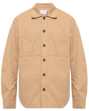 Maison Kitsuné Maison Kitsuné Profile Fox Buttoned Long-Sleeved Shirt - Natural