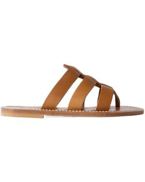 K. Jacques Dolon Cutout Leather Slides - Brown