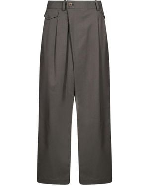 Issey Miyake High-Waist Straight-Leg Trousers - Grey