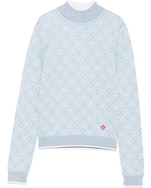 CASABLANCA Ski Monogram High Neck Top - Blue