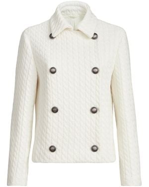 Brunello Cucinelli Cable-Knit Buttoned Blazer - White