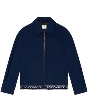 CASABLANCA Logo Trim Zip Jacket - Blue
