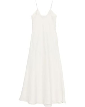 Eleventy V-Neck Long Slip Dress - White
