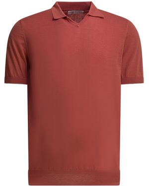 Brunello Cucinelli Cotton Buttonless Polo Shirt - Red