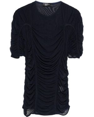 Mugler Mesh Short-Sleeves Top - Black