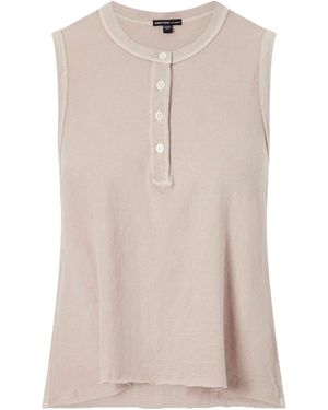 James Perse Cotton-Piqué Tank - Pink