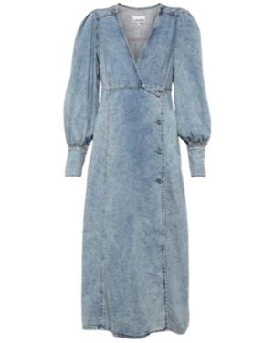 Ganni Denim Midi Dress - Blue