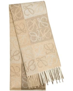 Loewe Anagram-Intarsia Wool And Cashmere-Blend Scarf - Natural