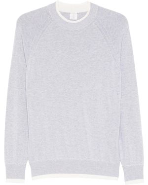 Eleventy Contrast Trim Crewneck Knitted Jumper - White