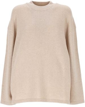 Max Mara Studio Pisano Crewneck Long-Sleeved Jumper - Natural