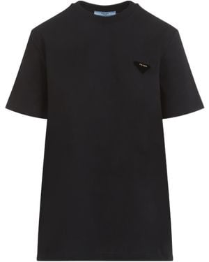 Prada Logo Detailed Crewneck T-Shirt - Black