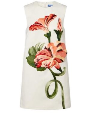 Leo Yvonne Floral-Appliqué Minidress - White