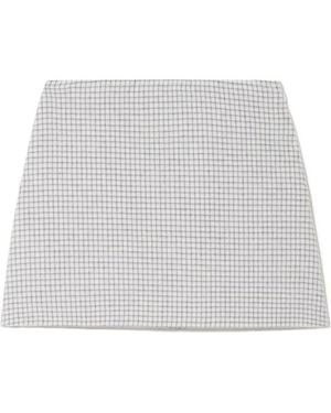 Theory Checked Wool Miniskirt - White