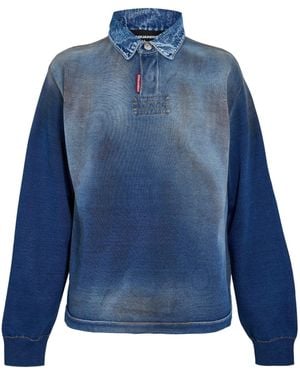 DSquared² Longsleeve Denim Polo Shirt - Blue