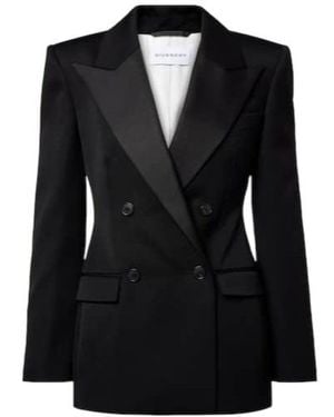 Givenchy Double-Breasted Satin-Trimmed Wool Blazer - Black