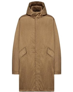 Dior Homme Logo Embroidered High Neck Coat - Natural