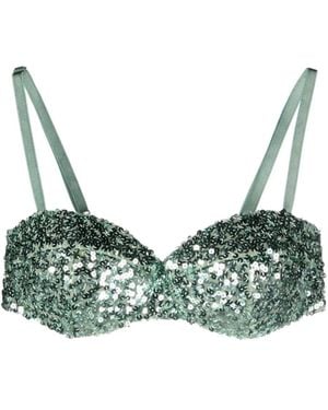 Moschino Sequined Sweetheart-Neck Bra - Green