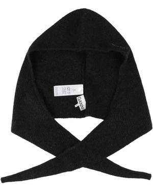 Ganni Ribbed-Knit Hats - Black